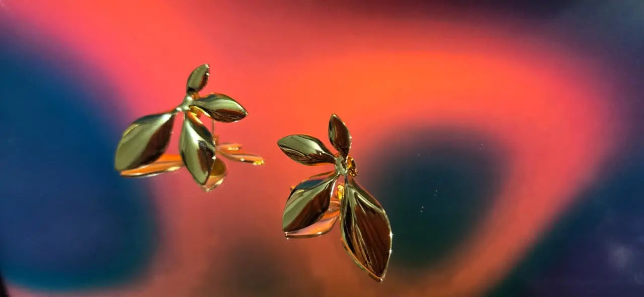 Anti tarnish earrings | Midas Leaflet Cearo ornato jewellery