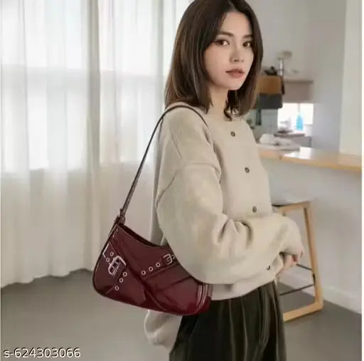 Shoulder/sling bags for women in cherry red colour ENAYAFASHION